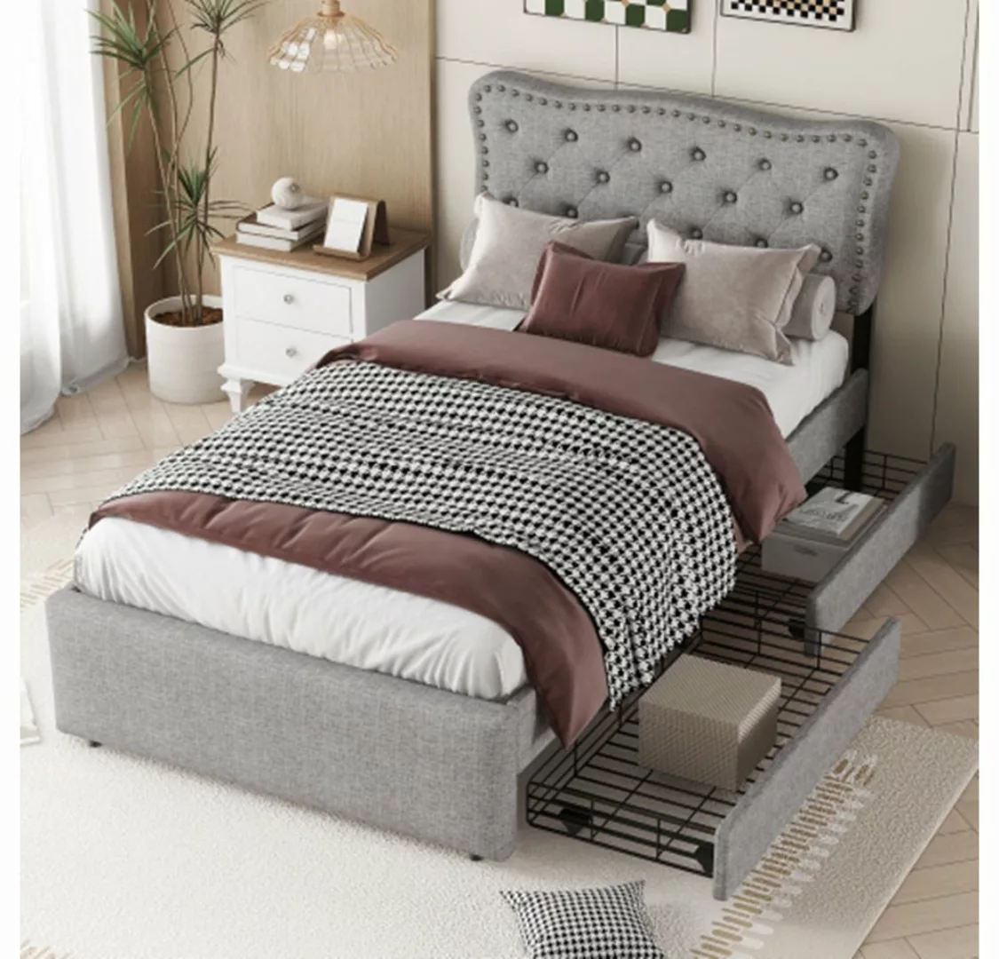 XDeer Einzelbett Bett, gepolstertes Bett, Nachttischpolsterung mit dekorati günstig online kaufen