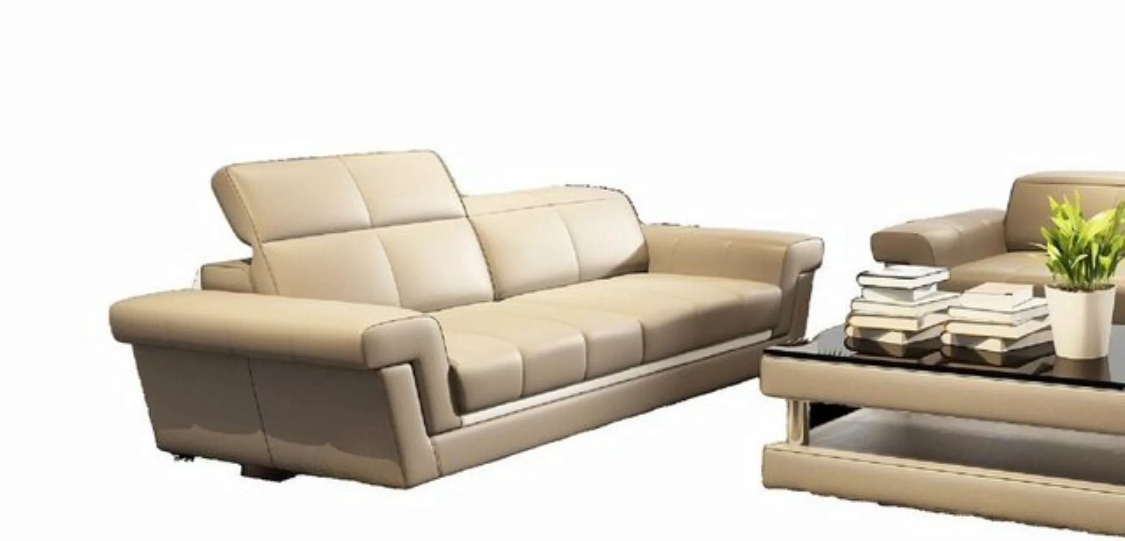 JVmoebel Sofa Beiger Ledersofa Wohnlandschaft luxus Polstermöbel Neu Design günstig online kaufen