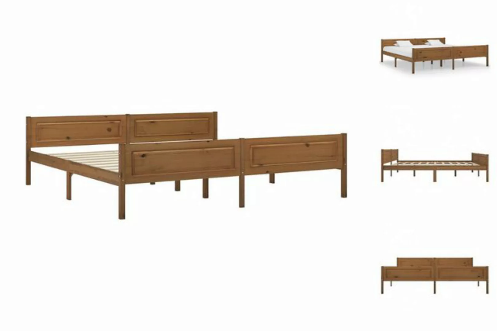 vidaXL Bettgestell Massivholzbett Kiefer Honigbraun 200x200 cm Doppelbett B günstig online kaufen