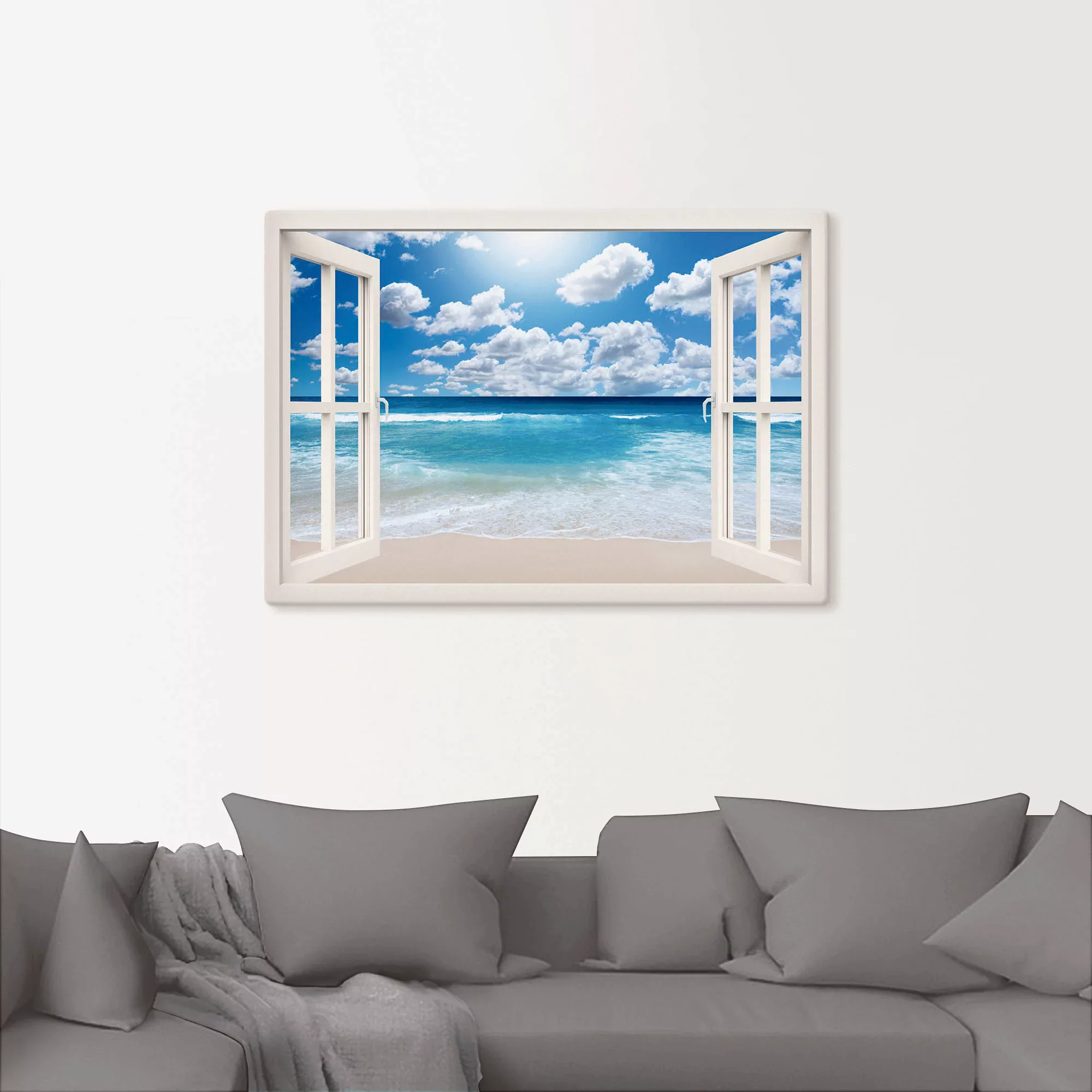 Artland Wandbild "Fensterblick Großartige Strandlandschaft", Fensterblick, günstig online kaufen