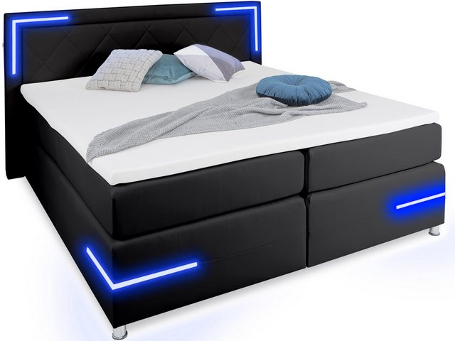 wonello Boxspringbett Arizona, mit LED Beleuchtung und Topper, wahlweise mi günstig online kaufen