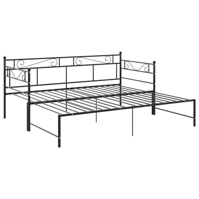 furnicato Bett Tagesbett Ausziehbar Schwarz Metall 90x200 cm günstig online kaufen