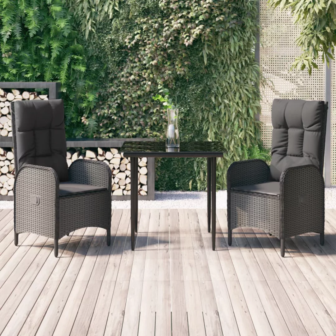 Vidaxl 3-tlg. Garten-lounge-set Mit Kissen Schwarz Poly Rattan günstig online kaufen