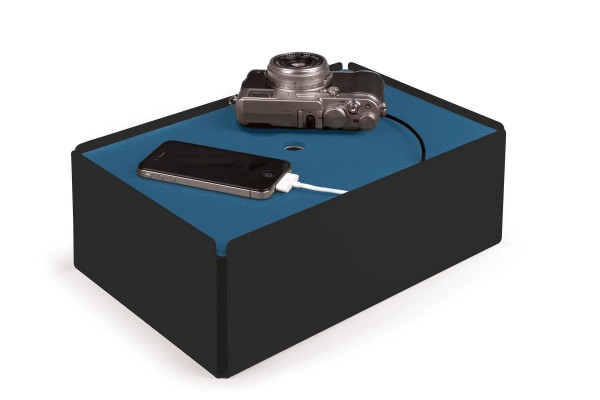 Kabelbox CHARGE-BOX schwarz Leder rauchblau günstig online kaufen
