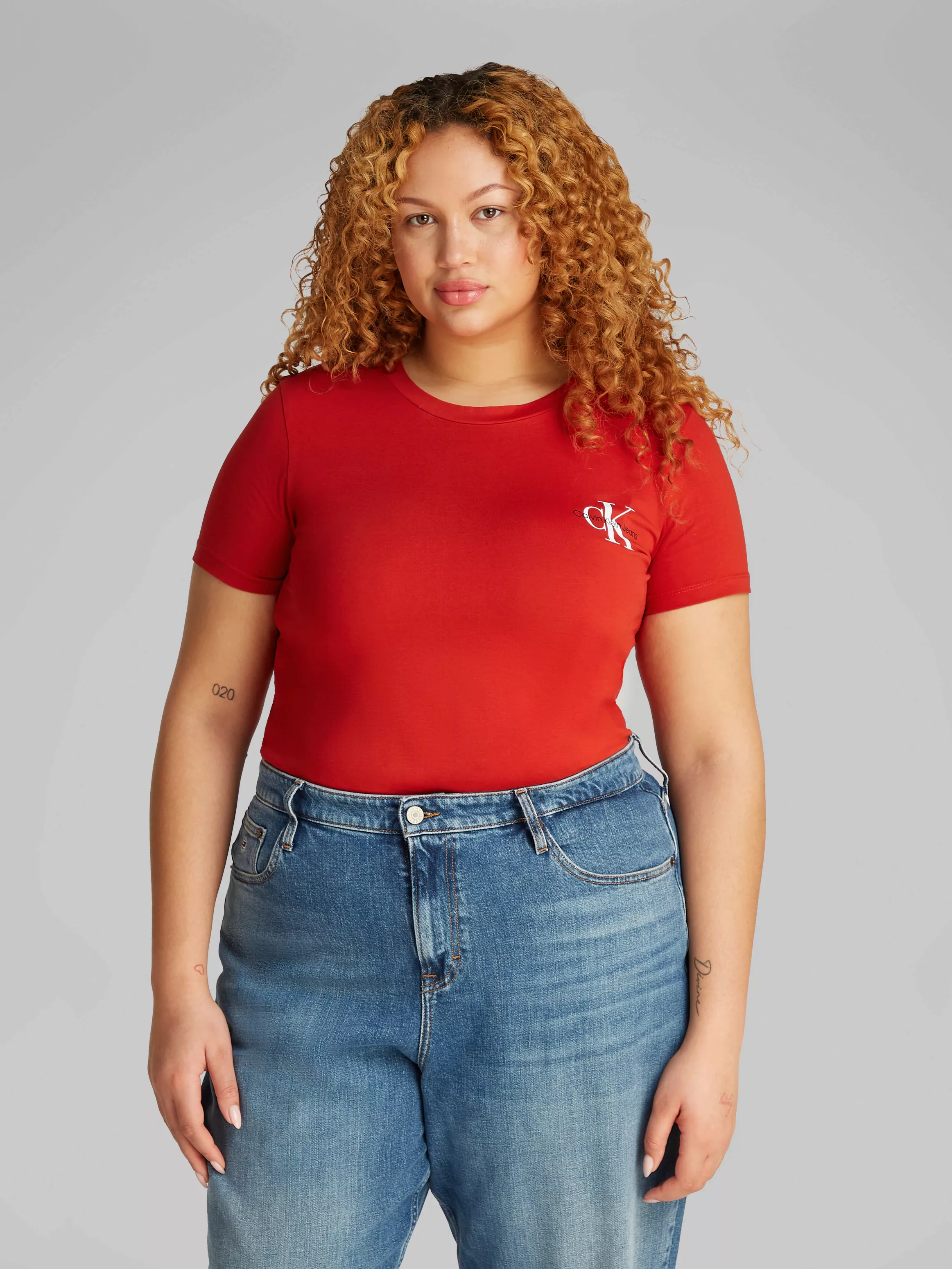 Calvin Klein Jeans Plus T-Shirt "PLUS 2-PACK MONOLOGO SLIM TEE", (Packung, günstig online kaufen
