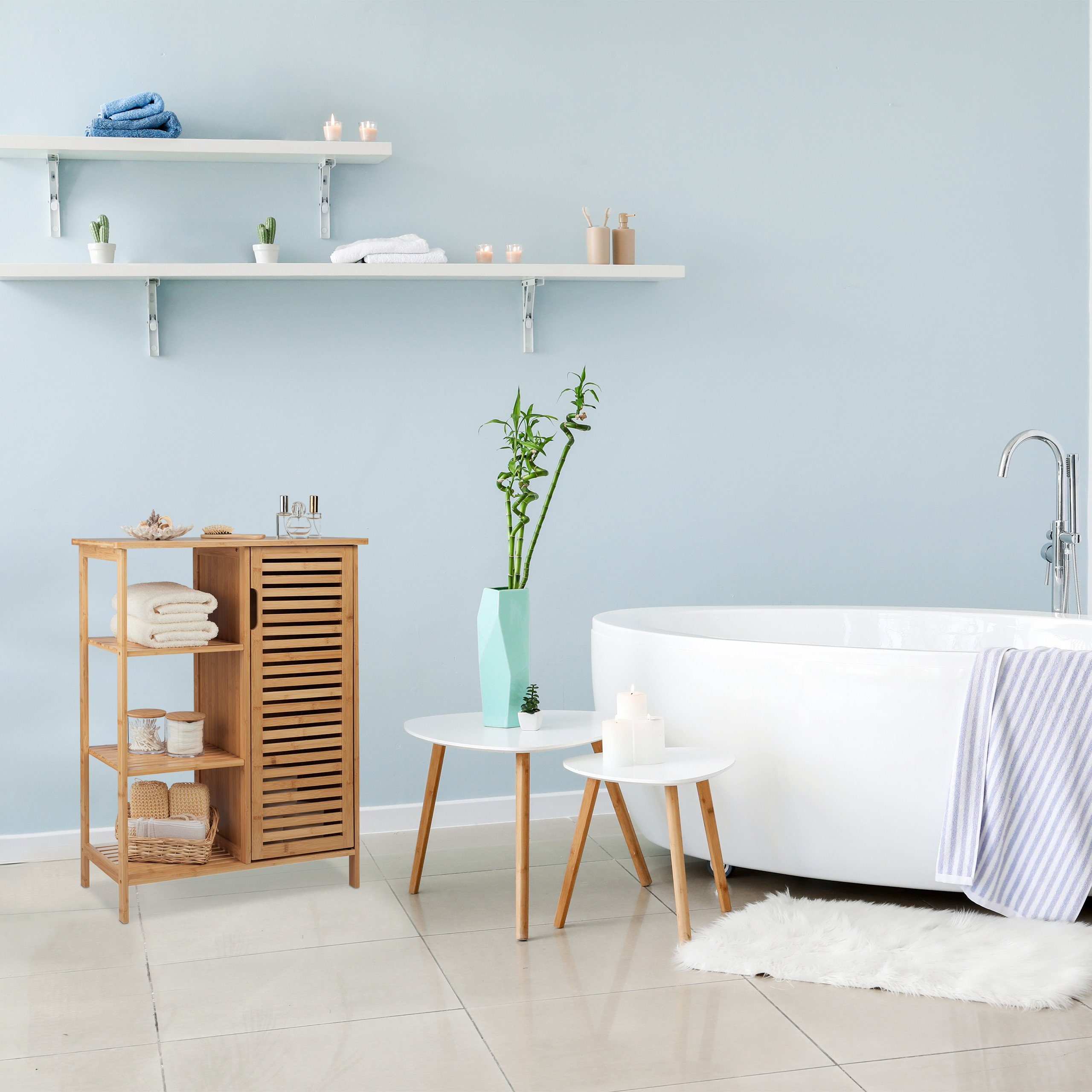 relaxdays Badregal Badschrank aus Bambus günstig online kaufen