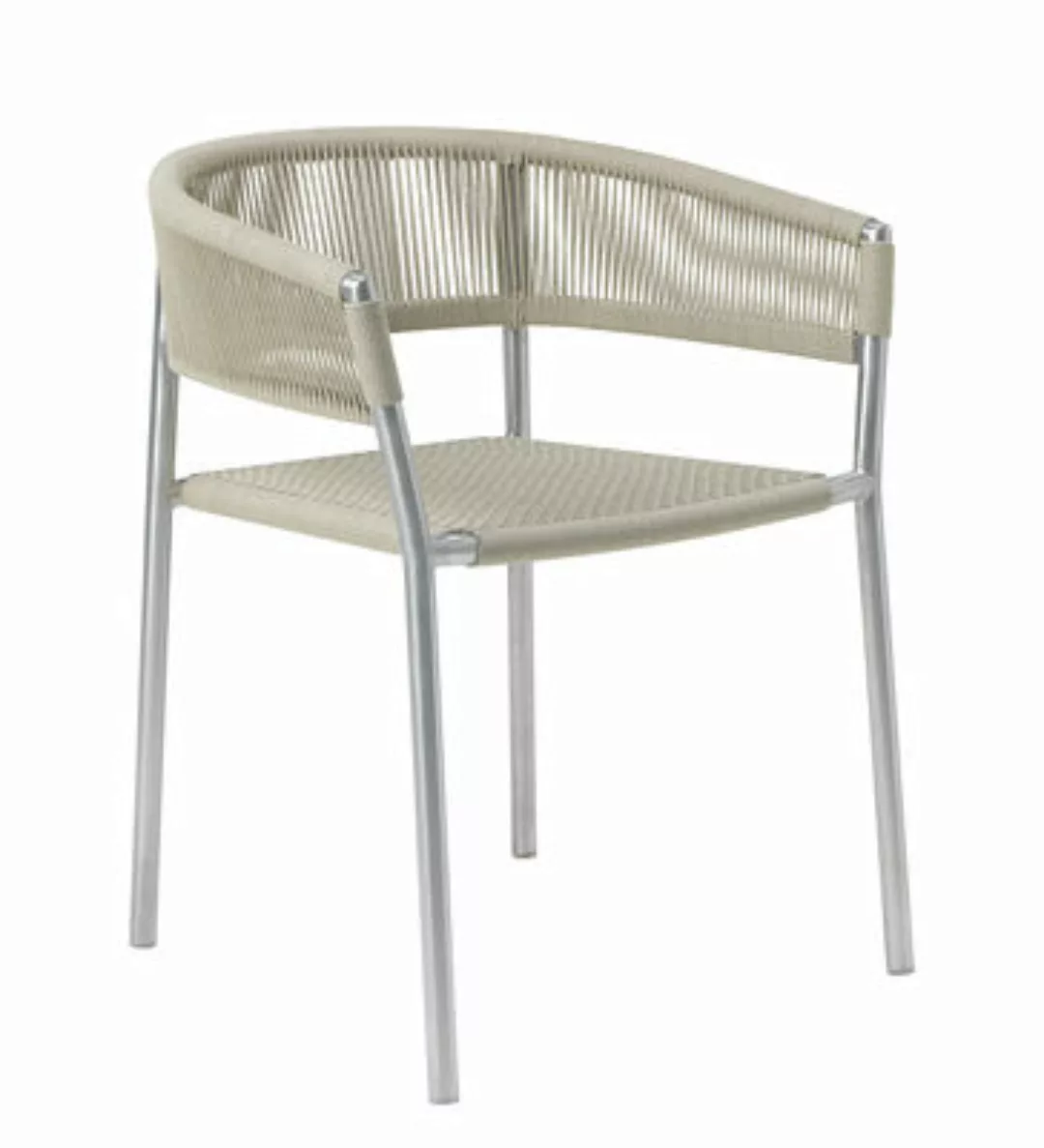 Stapelbarer Sessel Kilt textil beige metall - Ethimo - Metall günstig online kaufen