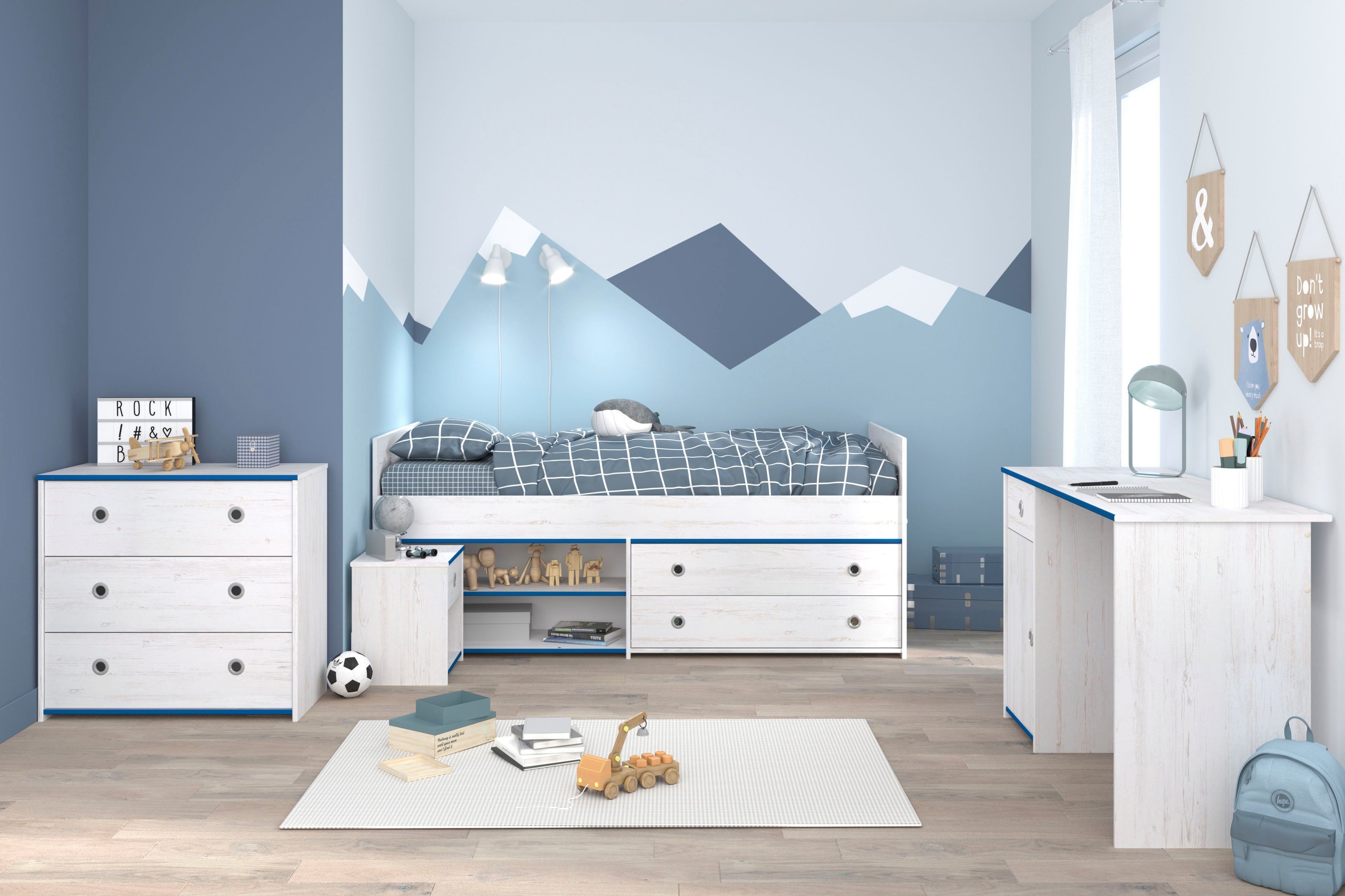 Parisot Jugendzimmer-Set Smoozy, (4-tlg., Stauraumbett, Nachttisch, günstig online kaufen
