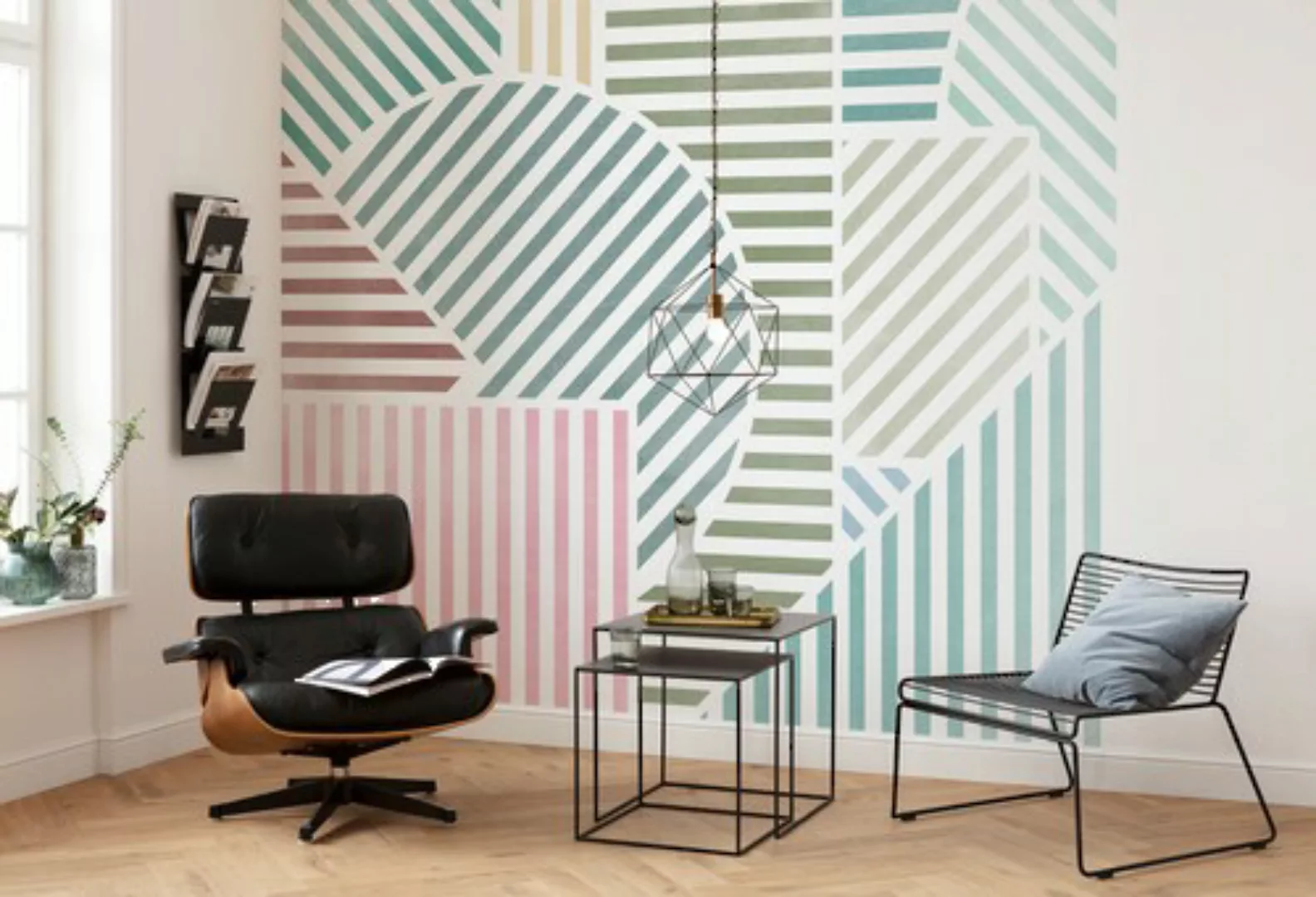 Komar Vliestapete Jeux de Lignes Bonbon 300 cm x 250 cm Bunt günstig online kaufen