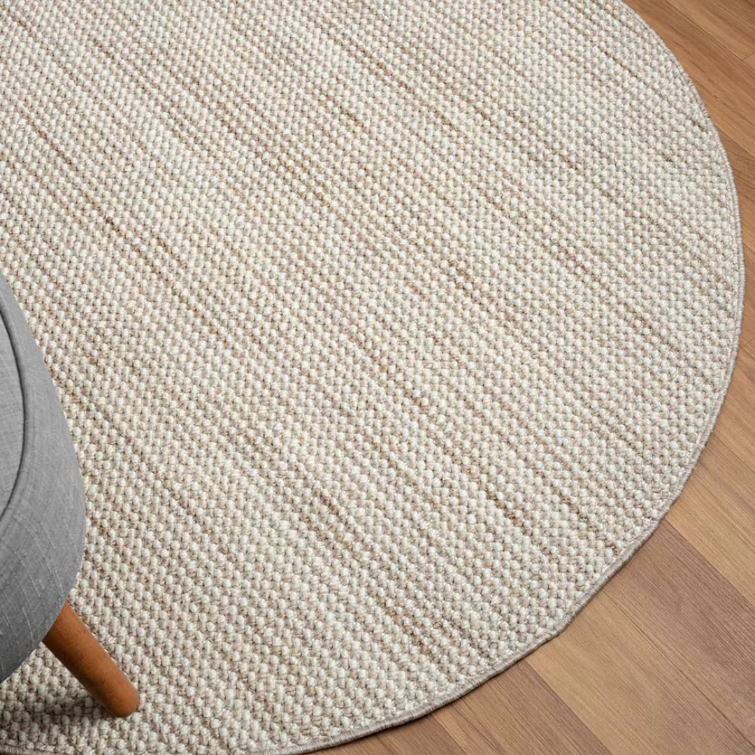 Teppich in Sisaloptik in Weiß und Beige meliert 120 cm Durchmesser günstig online kaufen