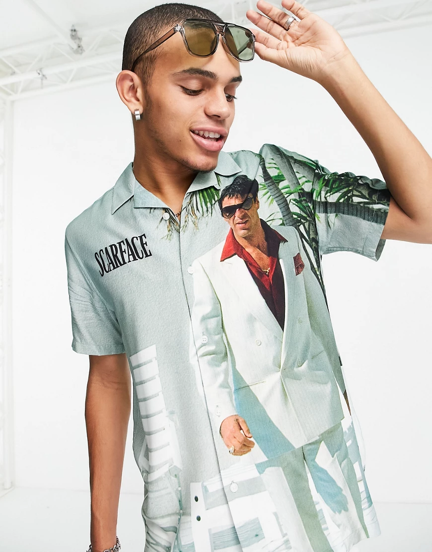 Topman – Mehrfarbiges Hemd mit Scarface-Print günstig online kaufen