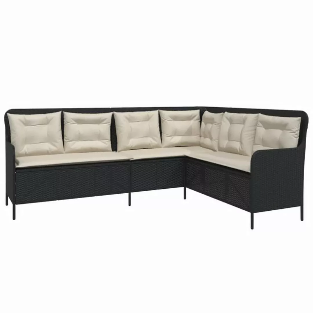 vidaXL Loungesofa Gartensofa in L-Form mit Kissen Schwarz Poly Rattan, 1 Te günstig online kaufen