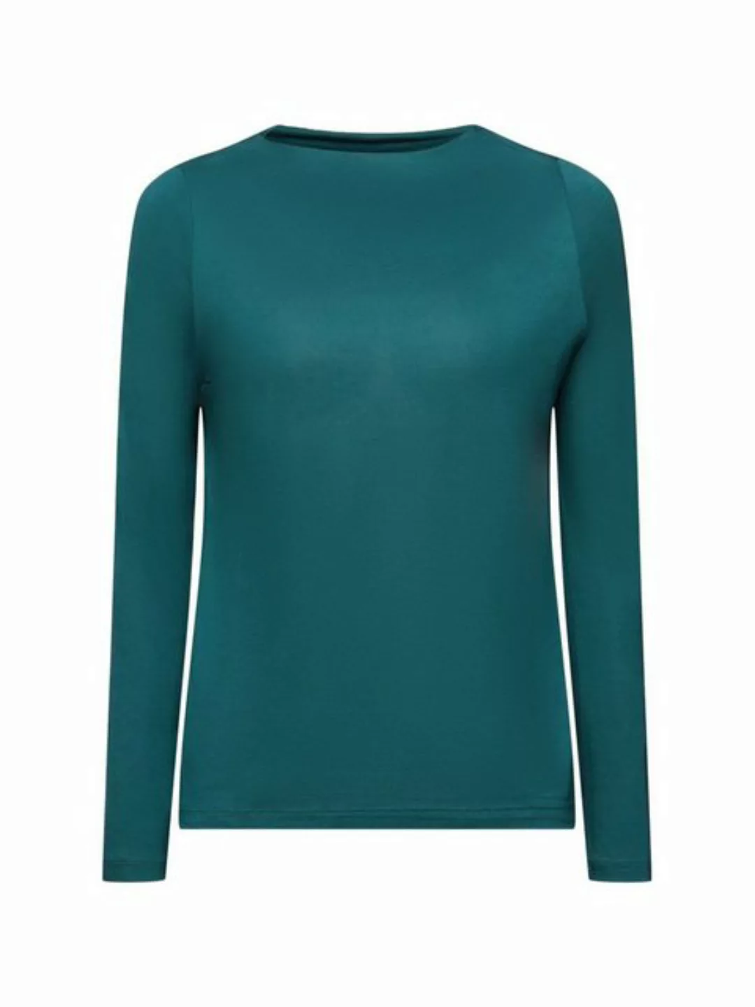 Esprit Langarmshirt Jersey-Longsleeve mit Wasserfallausschnitt (1-tlg) günstig online kaufen