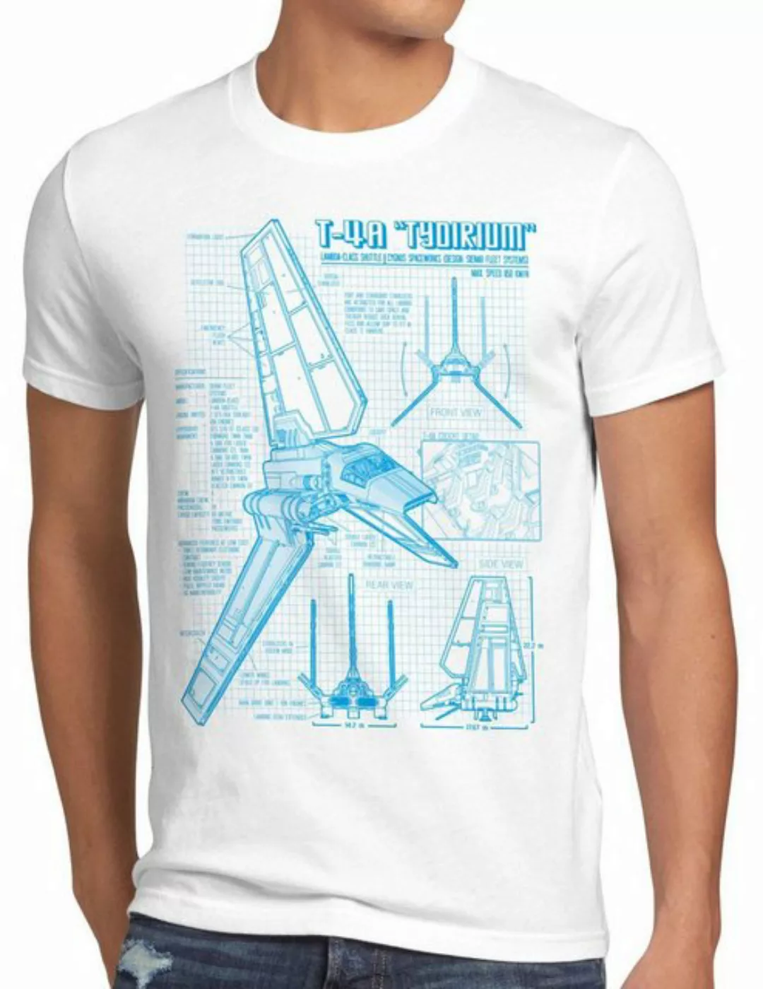 style3 Print-Shirt Herren T-Shirt Tydirium Lambda T-4A Shuttle blaupause ra günstig online kaufen