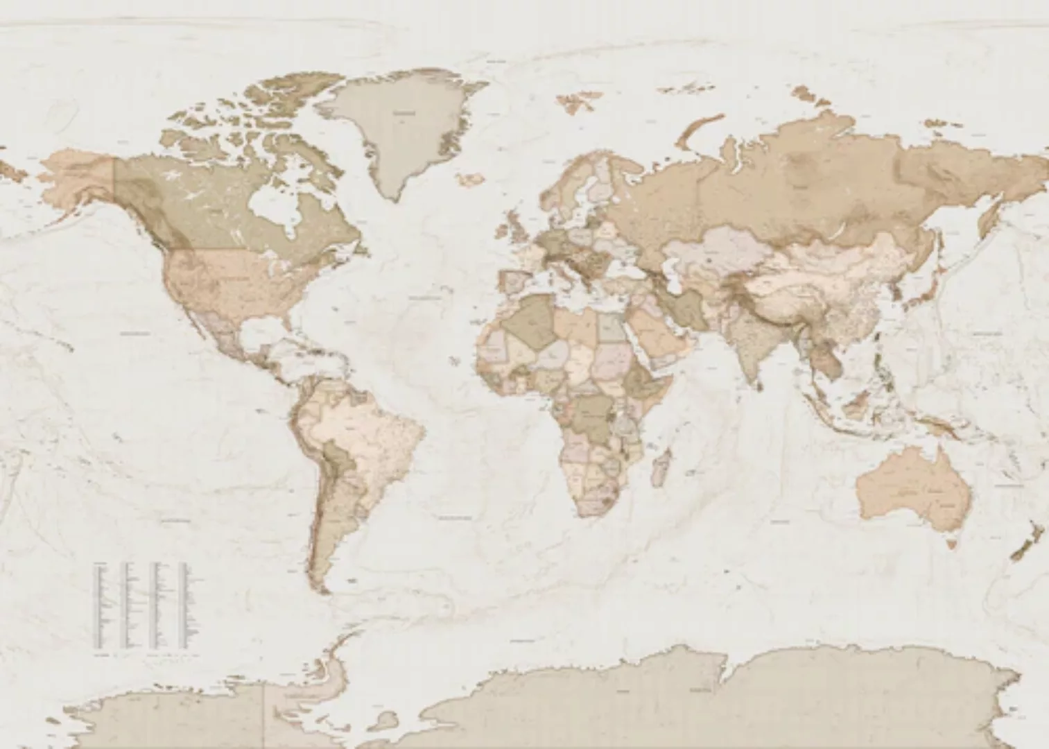 KOMAR Vlies Fototapete - Earth Map  - Größe 350 x 250 cm mehrfarbig günstig online kaufen