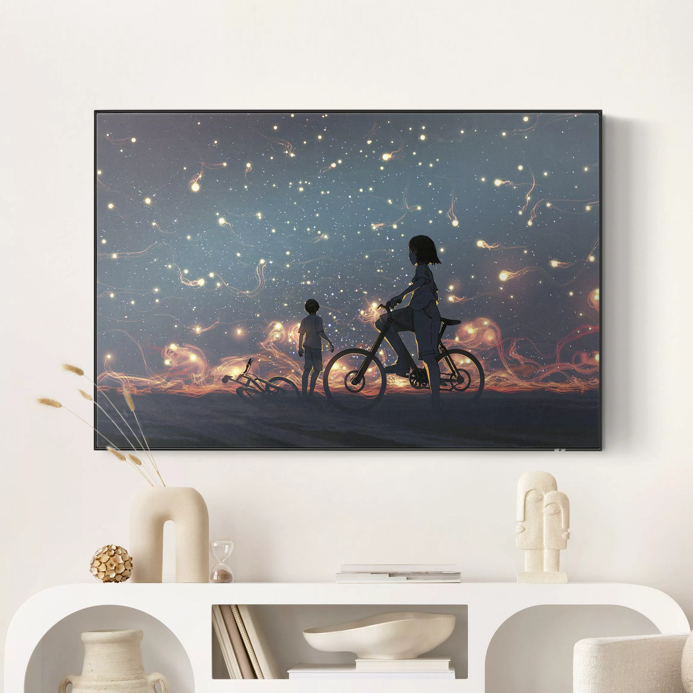 Akustik-Wechselbild Anime Zeichnung Lichter auf dem Fahrrad günstig online kaufen