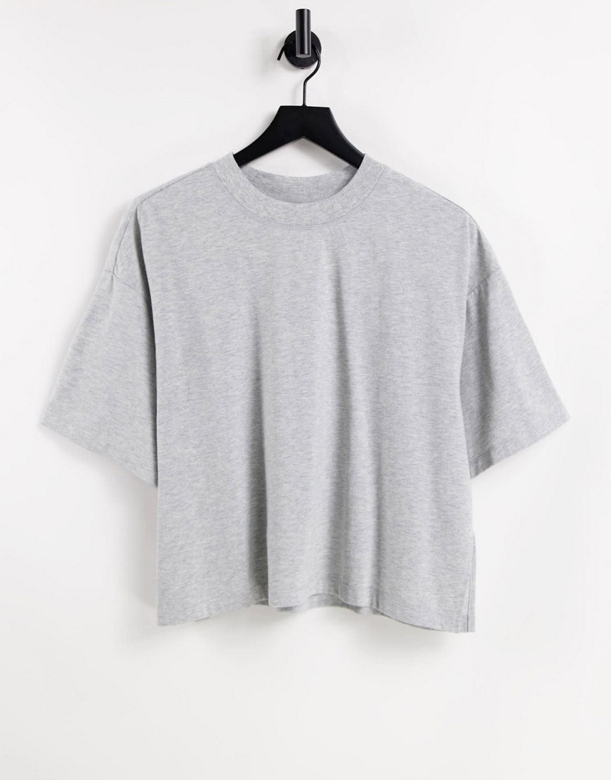 ASOS DESIGN – Extrem übergroßes T-Shirt mit Seitenschlitz in Kalkgrau günstig online kaufen