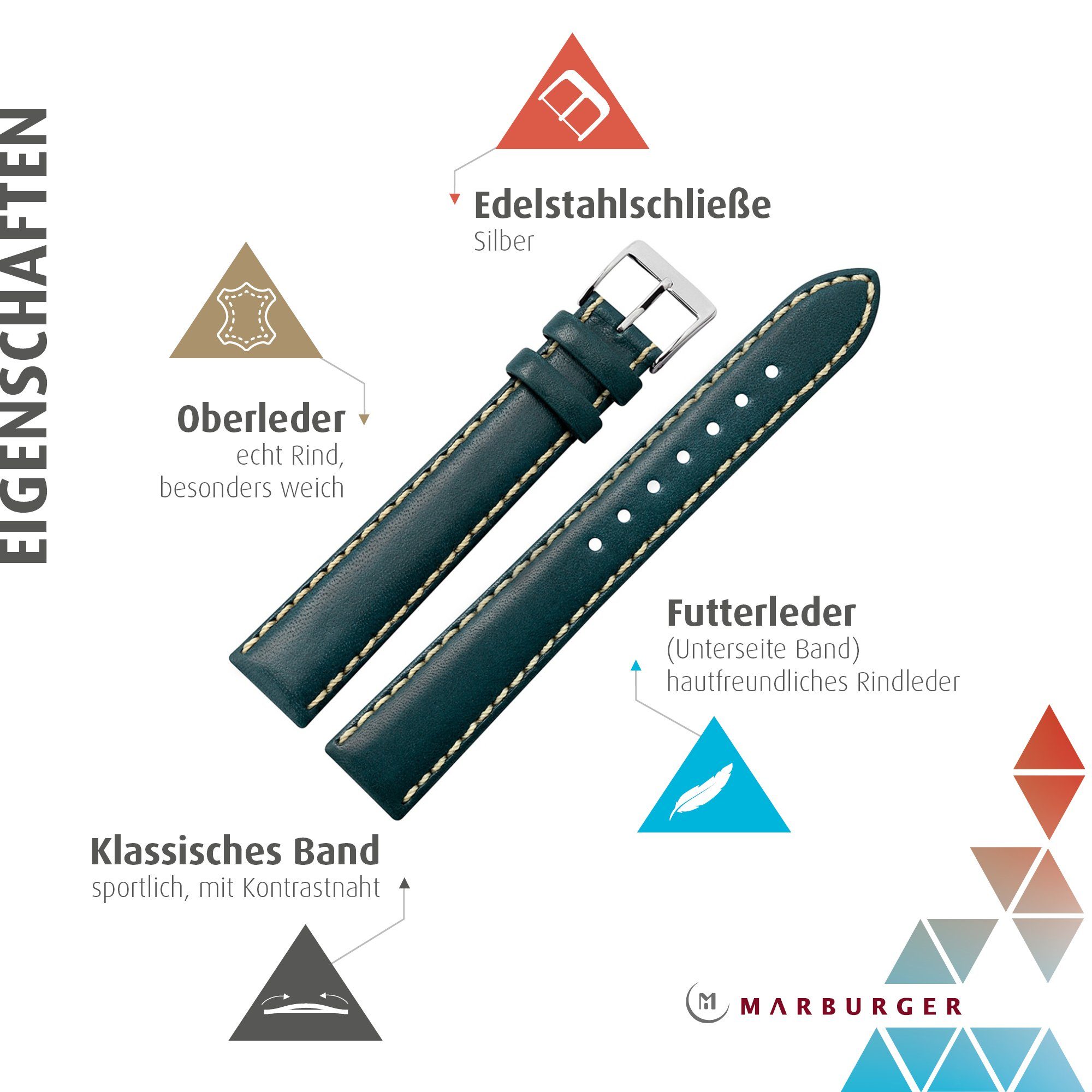 MARBURGER Uhrenarmband 22mm Leder XL Extra günstig online kaufen