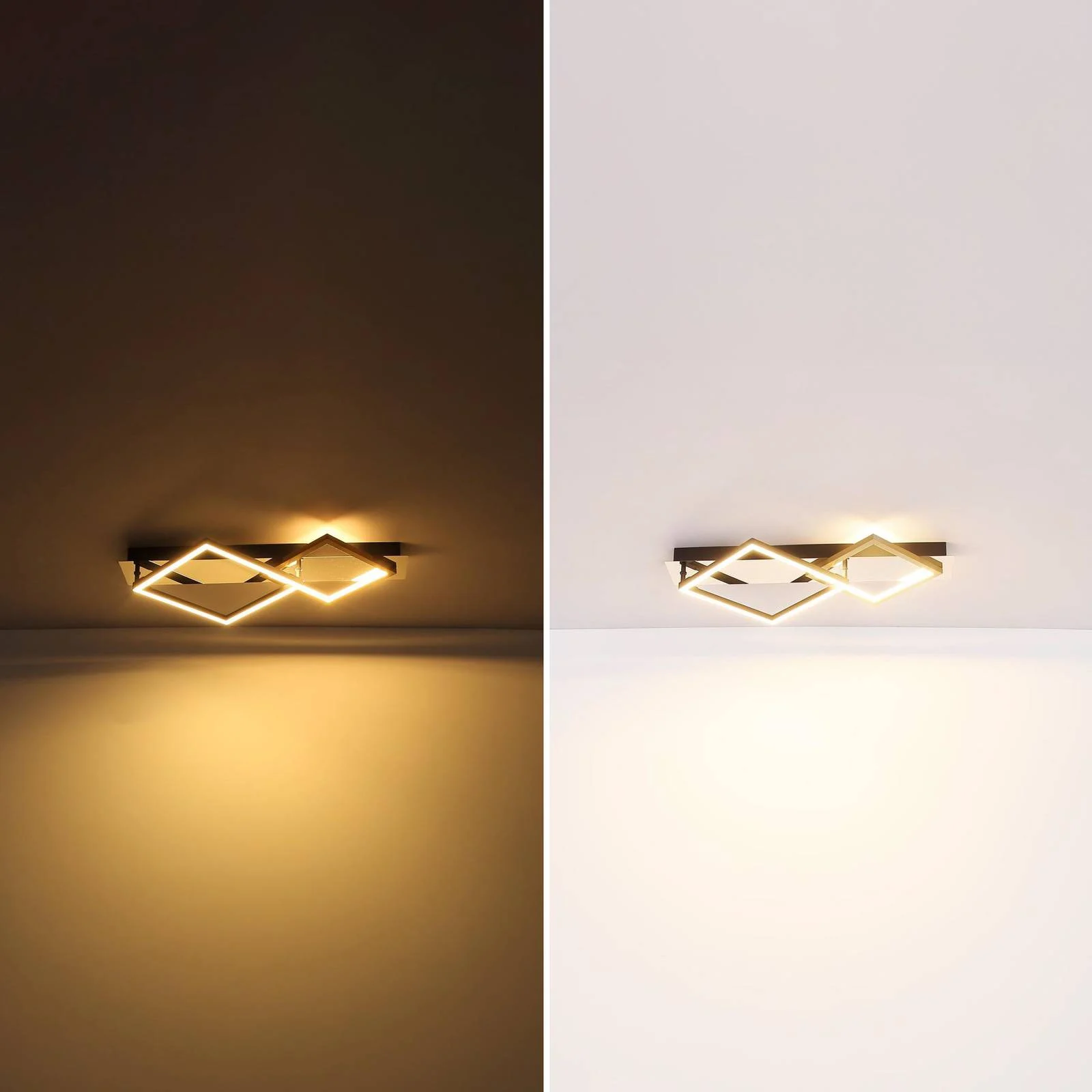 LED-Deckenleuchte Lesina, 2-flg., goldfarben/schwarz, Alu günstig online kaufen