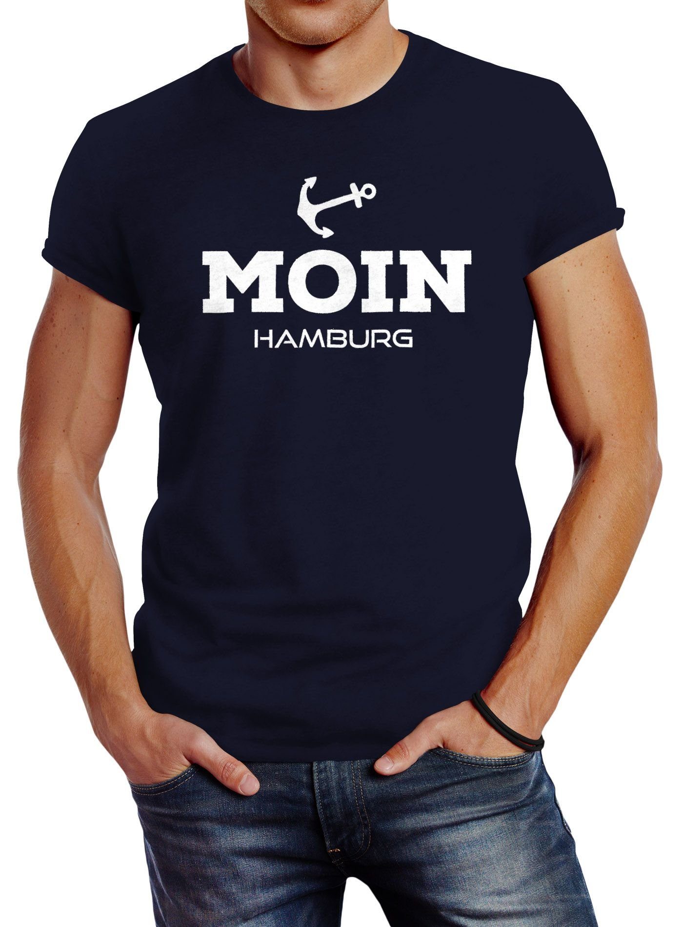 Neverless Print-Shirt Herren T-Shirt Moin Hamburg günstig online kaufen