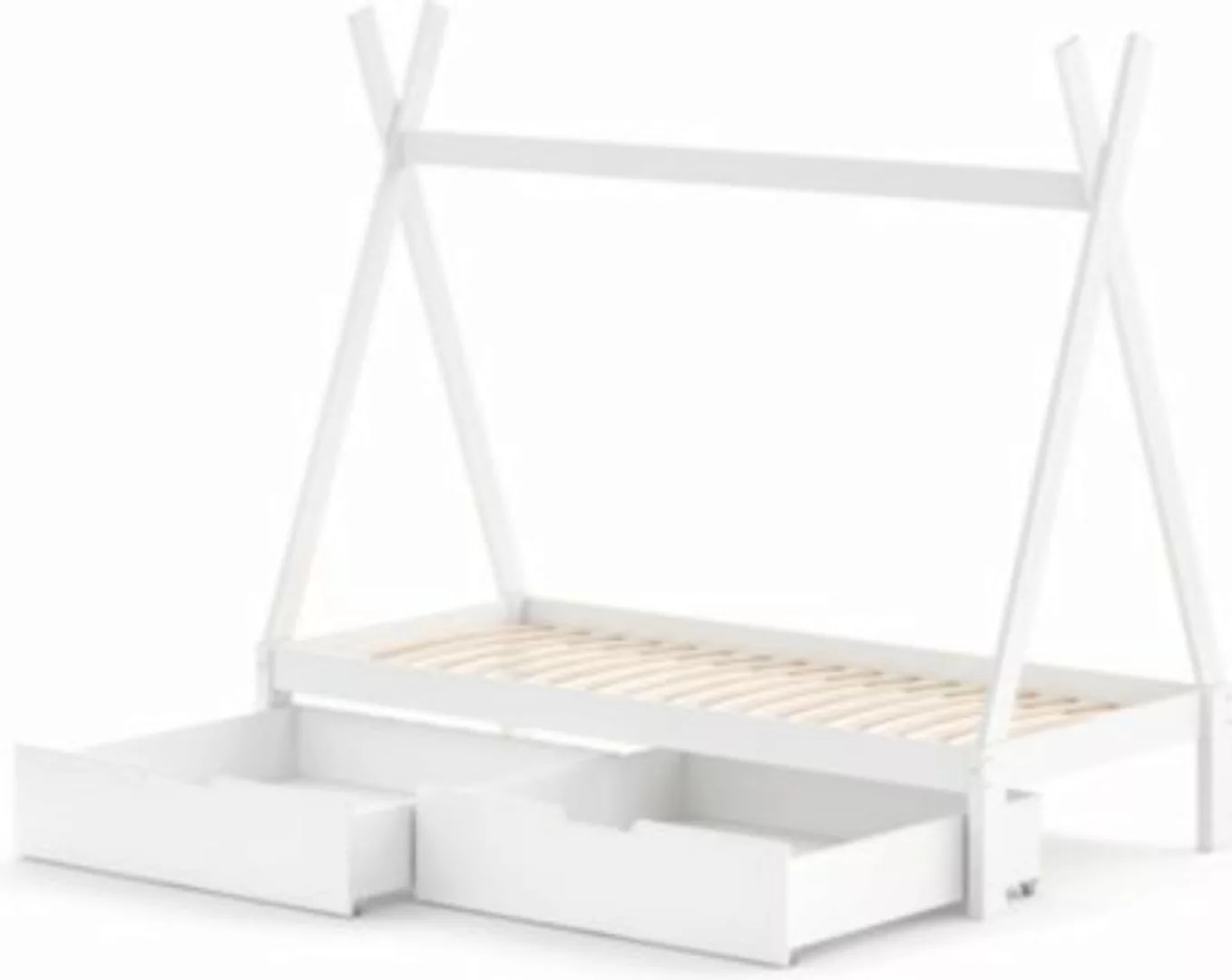 VitaliSpa Kinderbett Tipi Weiß 90 x 200 cm inklusive Schubladenset weiß günstig online kaufen