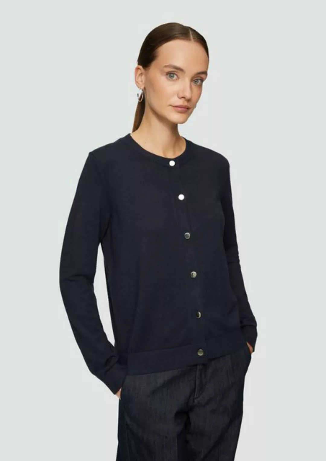 s.Oliver BLACK LABEL Strickjacke Strickjacke aus Viskosemix mit dekorativen günstig online kaufen