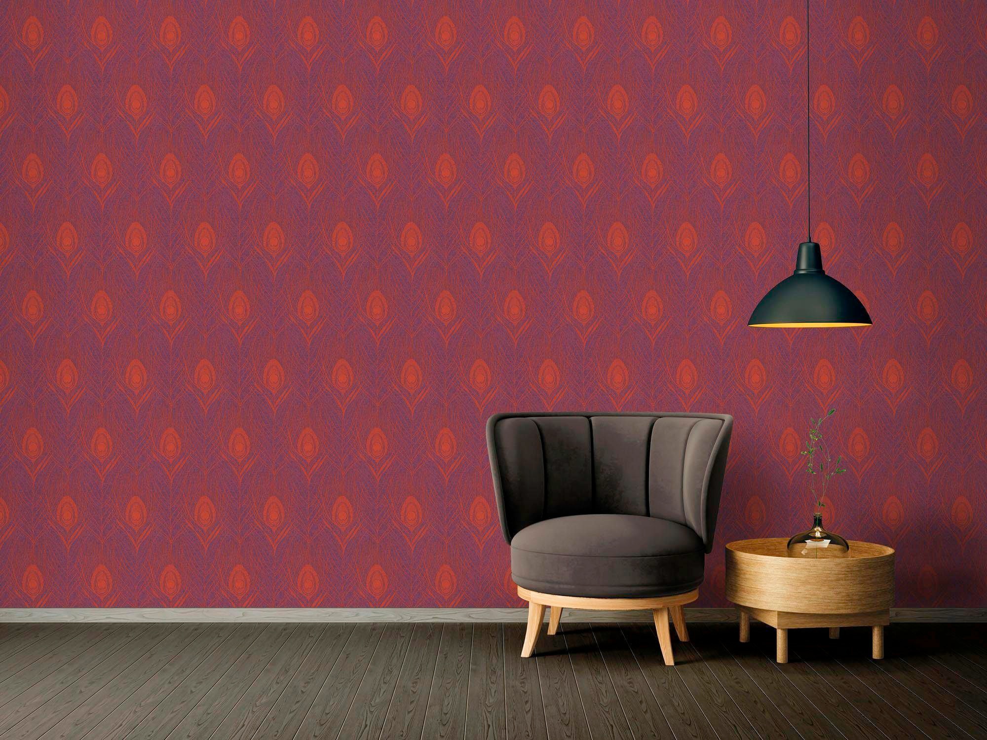 Metallic Mustertapete Architects Paper Absolutely Chic in Metallic Rot Lila günstig online kaufen