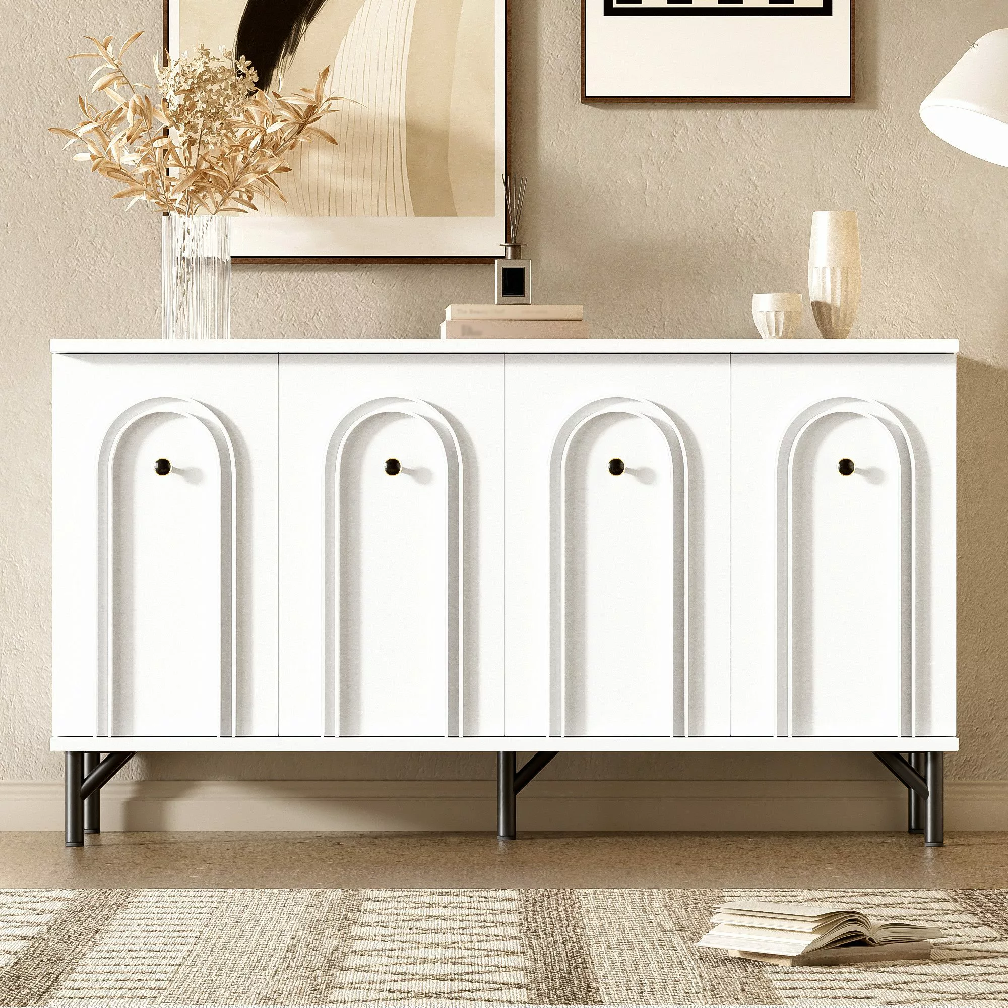 Flieks Sideboard mit 4 Türen (B140/T34/H78 günstig online kaufen