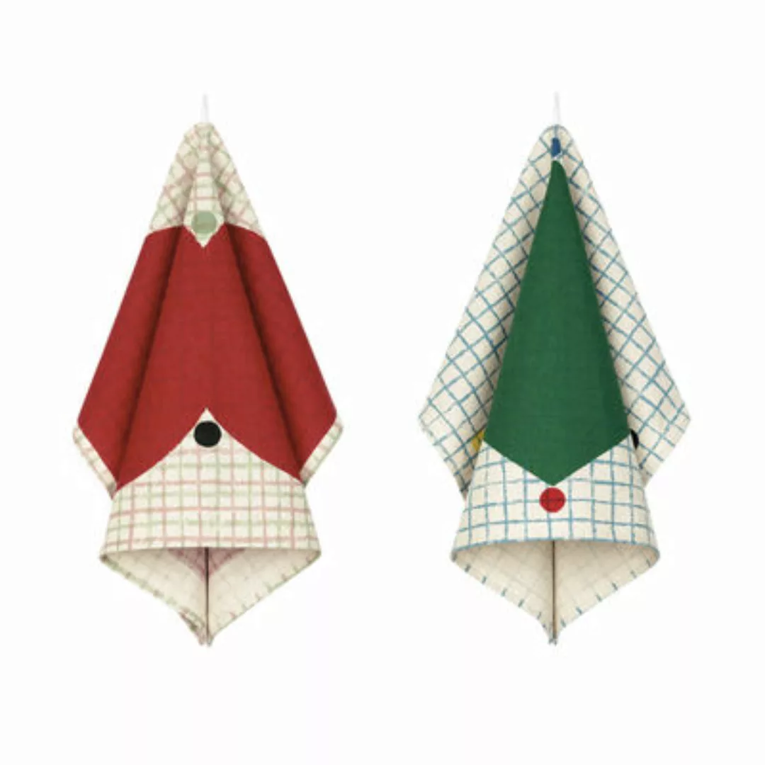 Geschirrtuch Kalendi Losange textil rot grün / 2er-Set - Marimekko - Grün günstig online kaufen