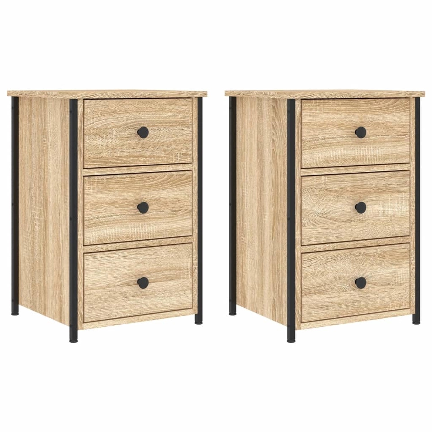 vidaXL Nachttische 2 Stk Sonoma-Eiche 40x36x60 cm Holzwerkstoff günstig online kaufen