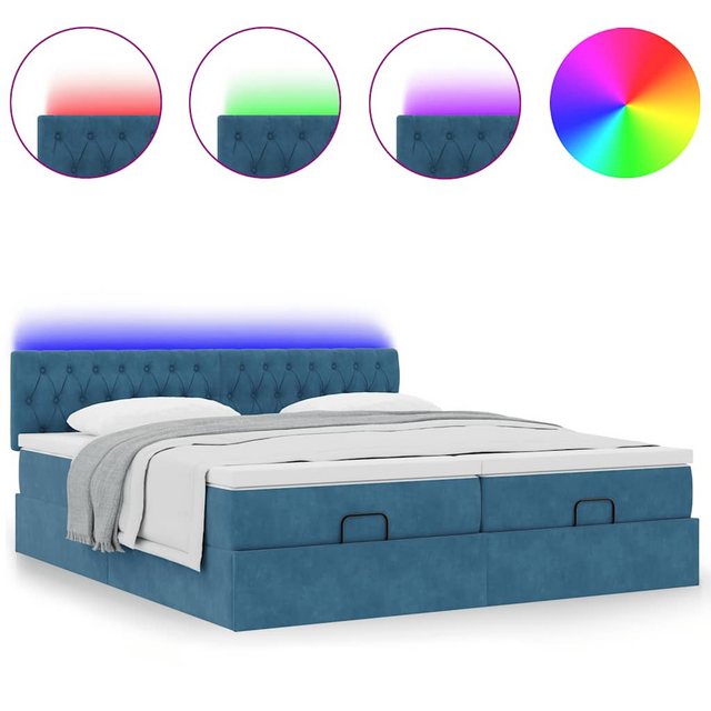 vidaXL Bett Ottoman-Bett mit Matratzen & LEDs Dunkelblau 160x200 cm Samt günstig online kaufen