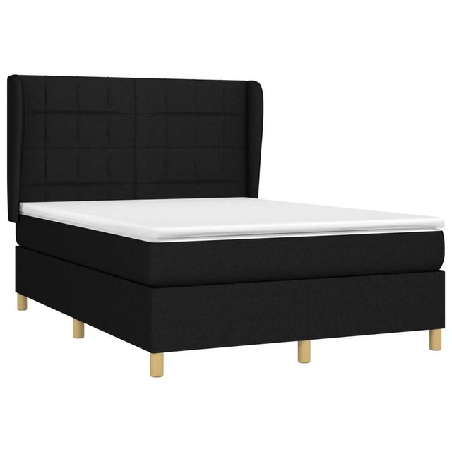 furnicato Bettgestell Boxspringbett mit Matratze Schwarz 140x190 cm Stoff ( günstig online kaufen