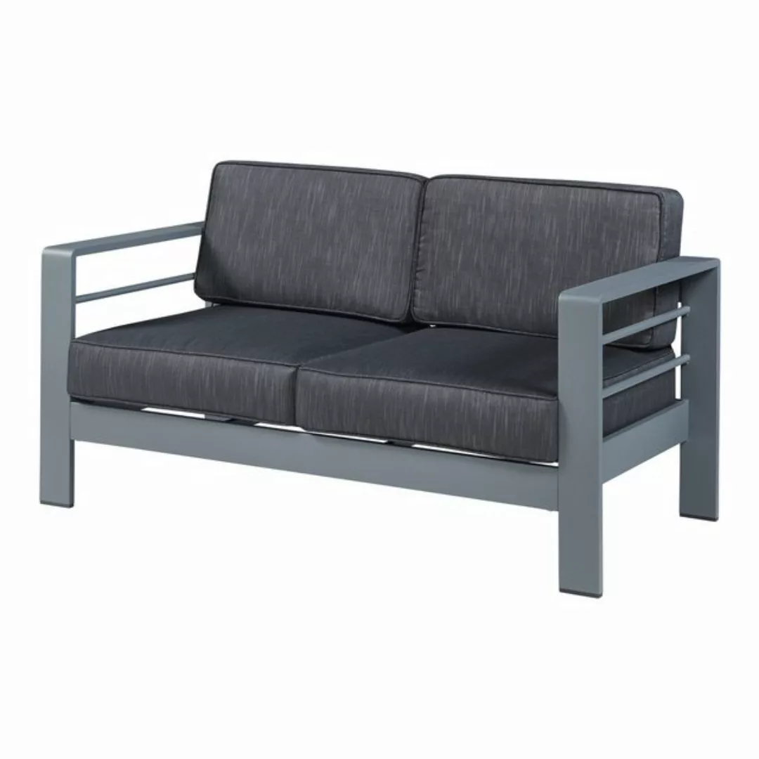 casa.pro Loungesofa, »Avise« mit Kissen Aluminium 144 x 70 x 62 cm Dunkelgr günstig online kaufen