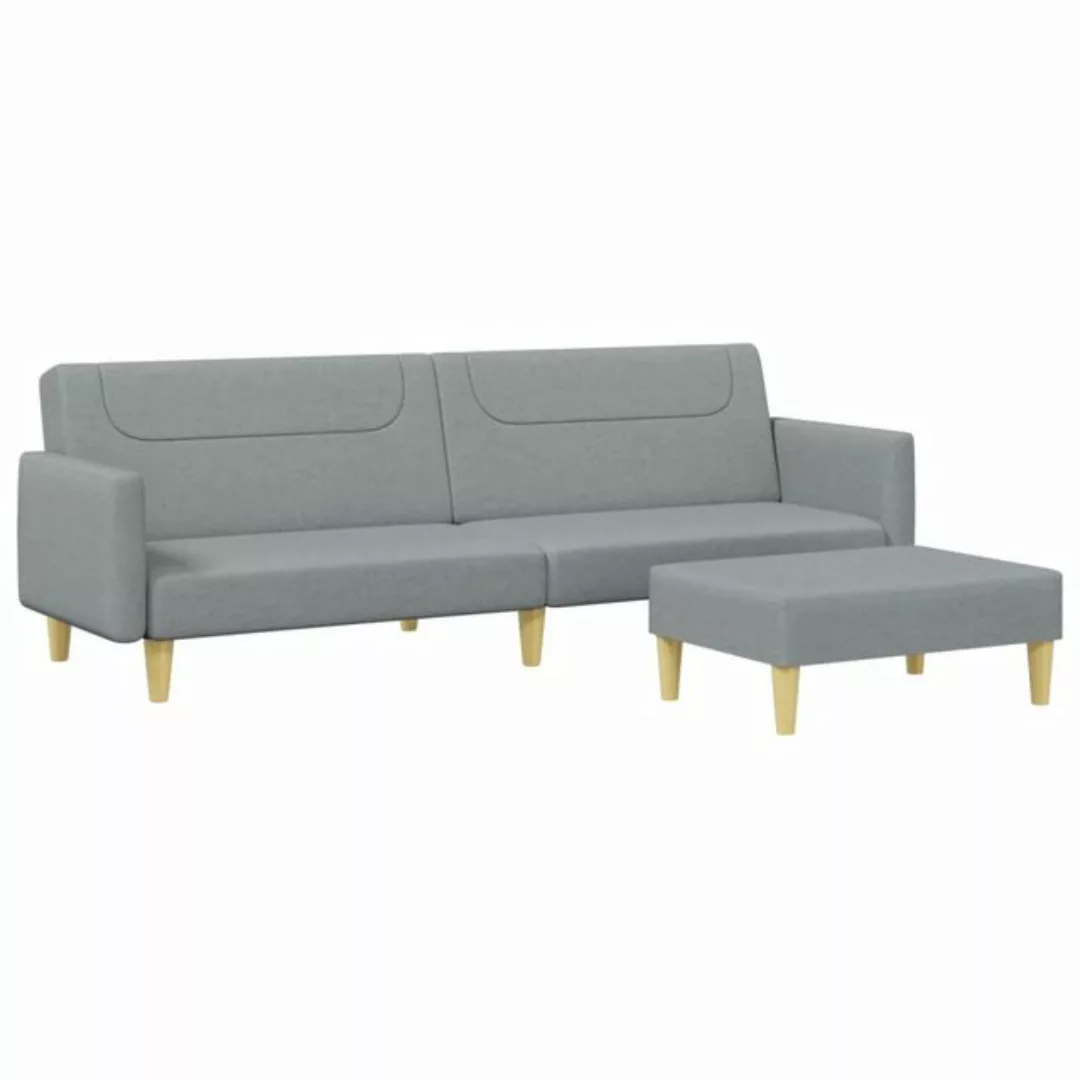 vidaXL Sofa Schlafsofa 2-Sitzer mit Fußhocker Stoff, Modell 3, Hellgrau günstig online kaufen