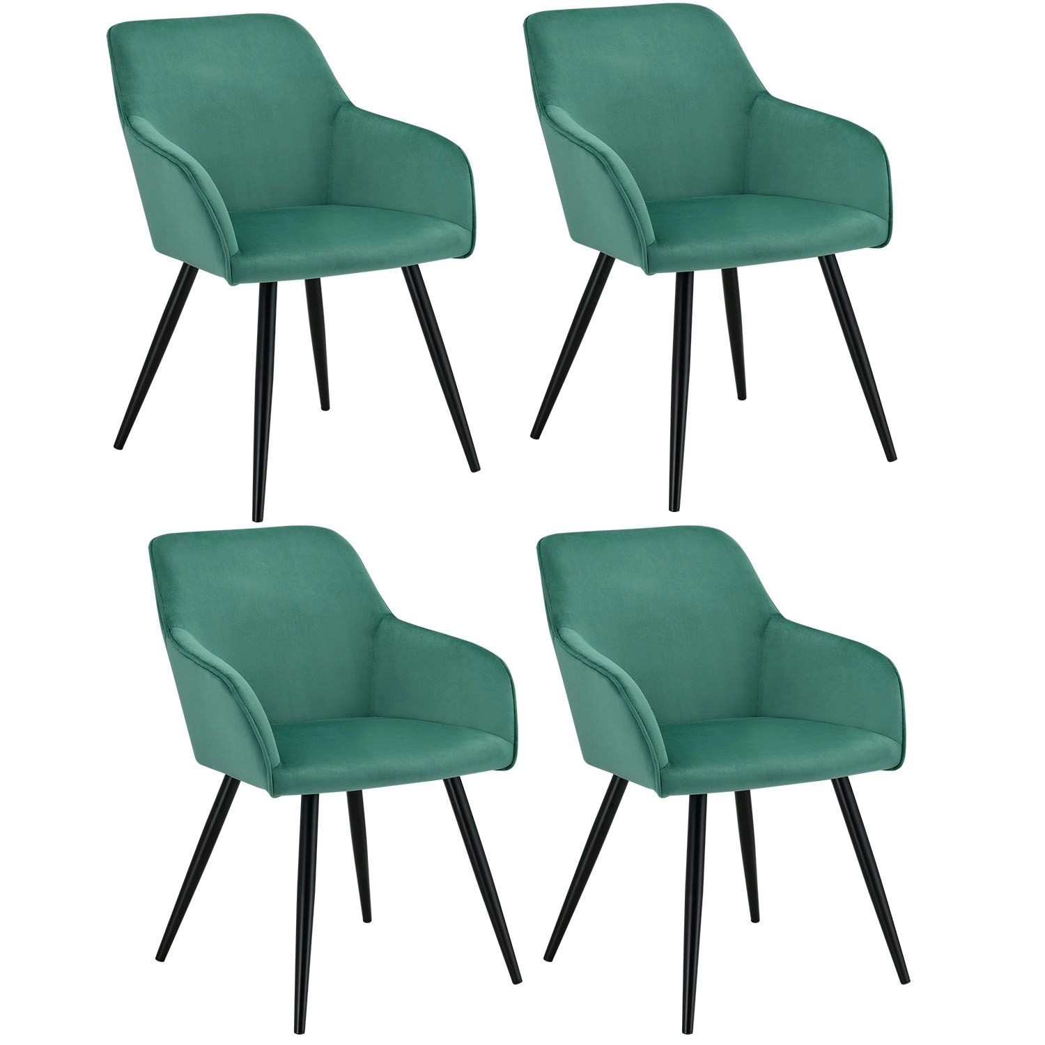 Juskys Loungesessel Tarje 4er Set mit Samtbezug Grün günstig online kaufen