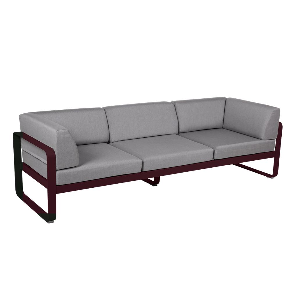 Bellevie 3-Sitzer Club Sofa Outdoor B9 Schwarzkirsche 79 Flanellgrau günstig online kaufen