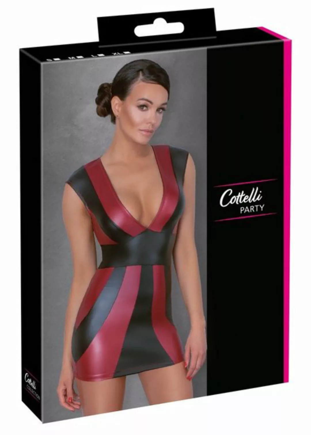 Cottelli Collection Minikleid Wetlook Kleid - schwarz, rot günstig online kaufen