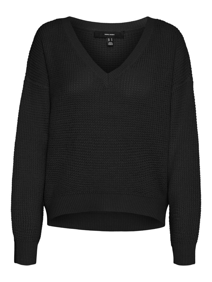 VERO MODA V-ausschnitt Strickpullover Damen Schwarz günstig online kaufen