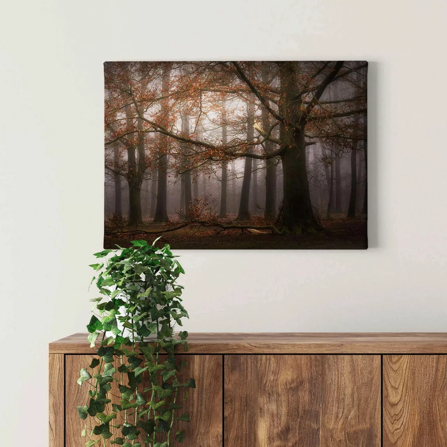 Bricoflor Herbstwald Bild In Braun Und Schwarz Landschaft Leinwand Bild Mit günstig online kaufen