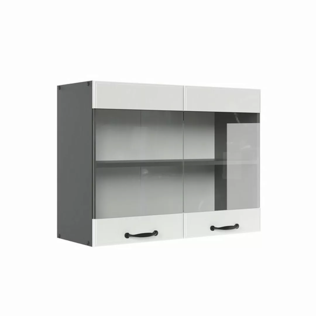 Vicco Glashängeschrank Hängeschrank Küche 80 cm R-Line Anthrazit Weiß Landh günstig online kaufen