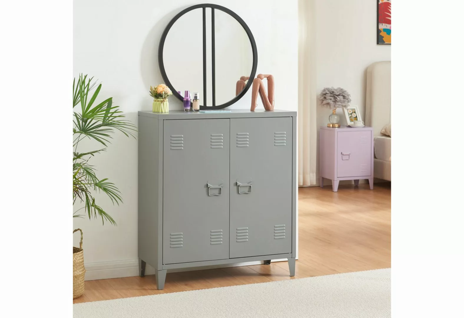 en.casa Aktenschrank »Oripää« mit 2 Türen Stahl 90x80x33 cm Dunkelgrau günstig online kaufen