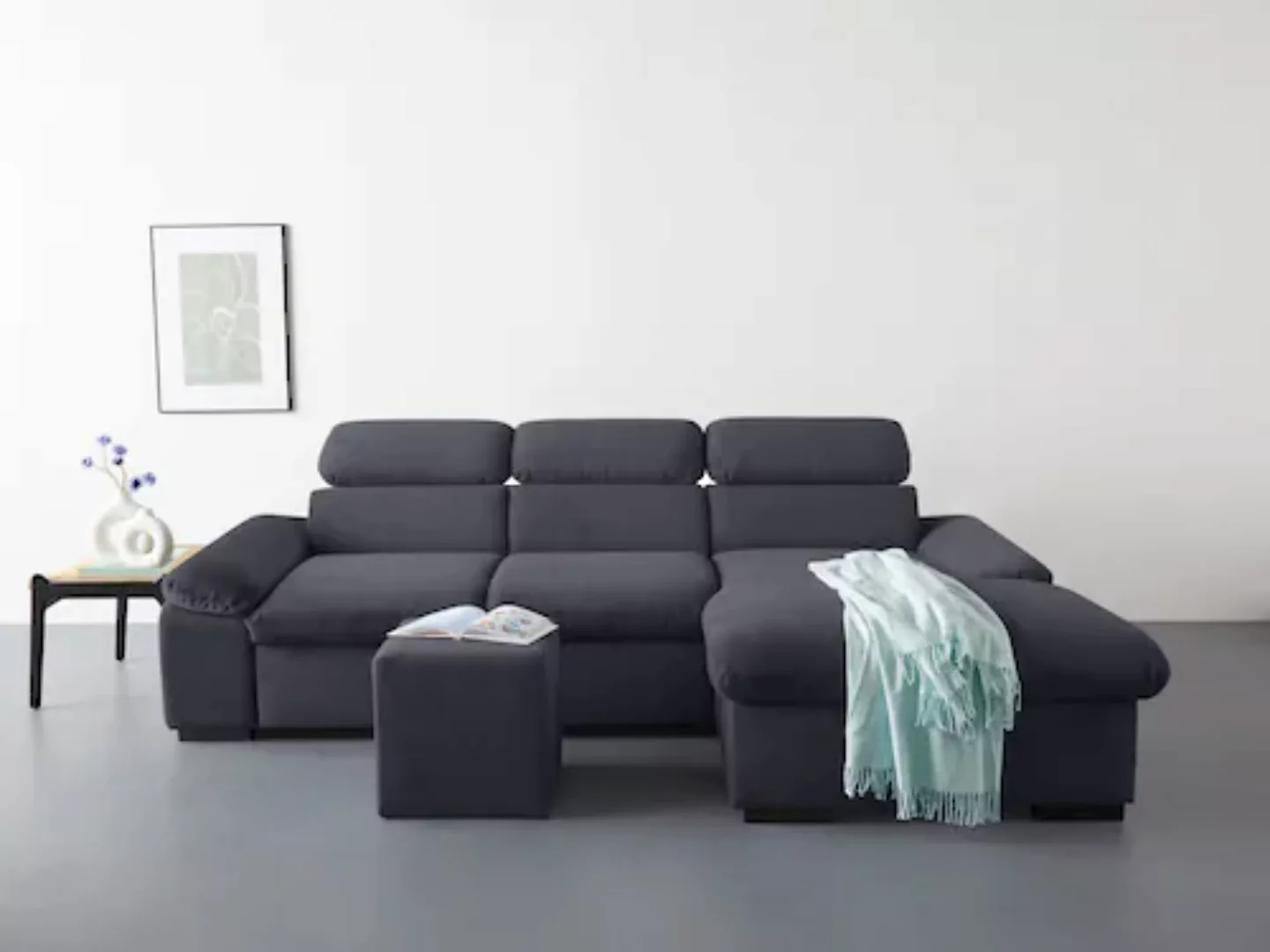 COTTA Ecksofa »Lola L-Form«, (Set, mit Hocker), mit Hocker & Kopfteilfunkti günstig online kaufen