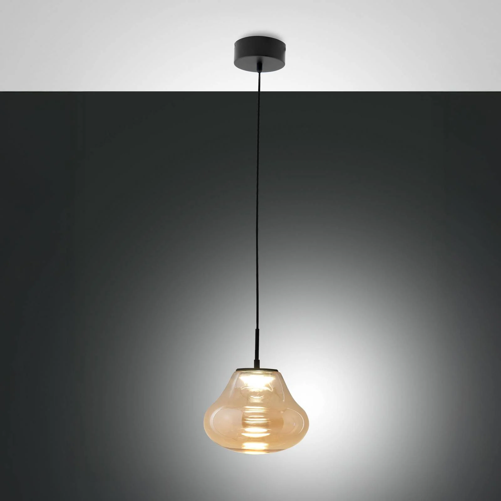 LED-Pendelleuchte Deva, amber, Glas, Ø 25 cm, CCT, dimmbar günstig online kaufen