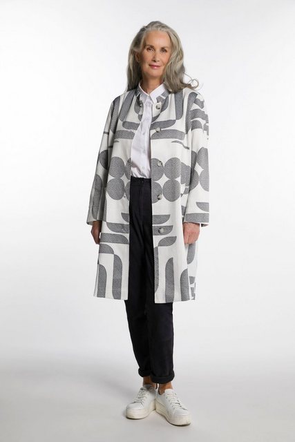 Ulla Popken Langjacke Longjacke grafisches Design Stehkragen günstig online kaufen