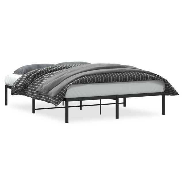 vidaXL Bettgestell Bettgestell Metall Schwarz 150x200 cm Bett Bettgestell günstig online kaufen