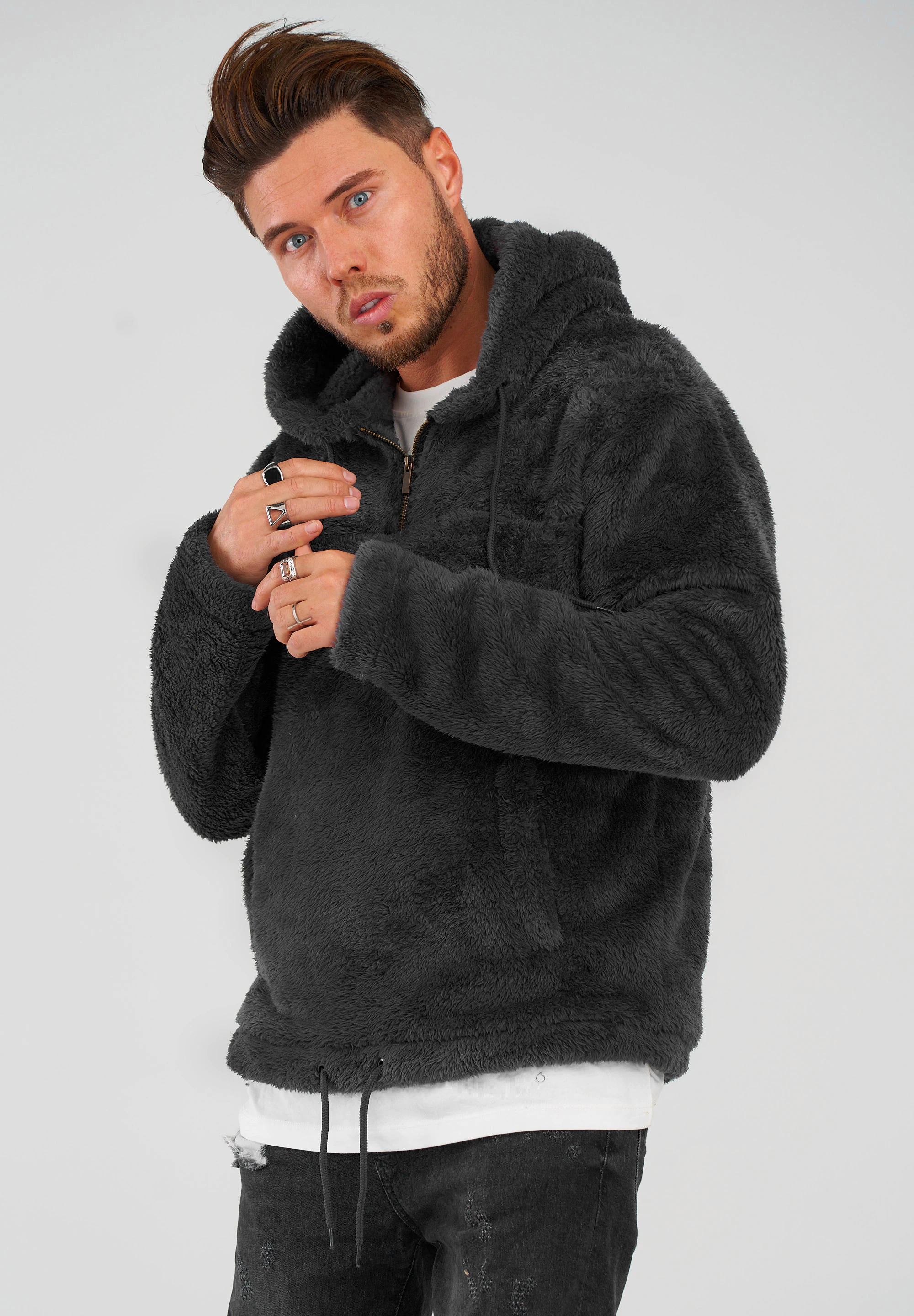 behype Fleeceshirt "POCKET", aus weichem Teddyfleece günstig online kaufen