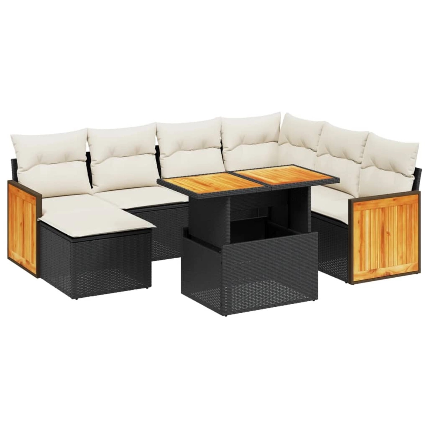vidaXL 8-Tlg Garten-Sofagarnitur mit Kissen Schwarz Poly Rattan 3274073 günstig online kaufen