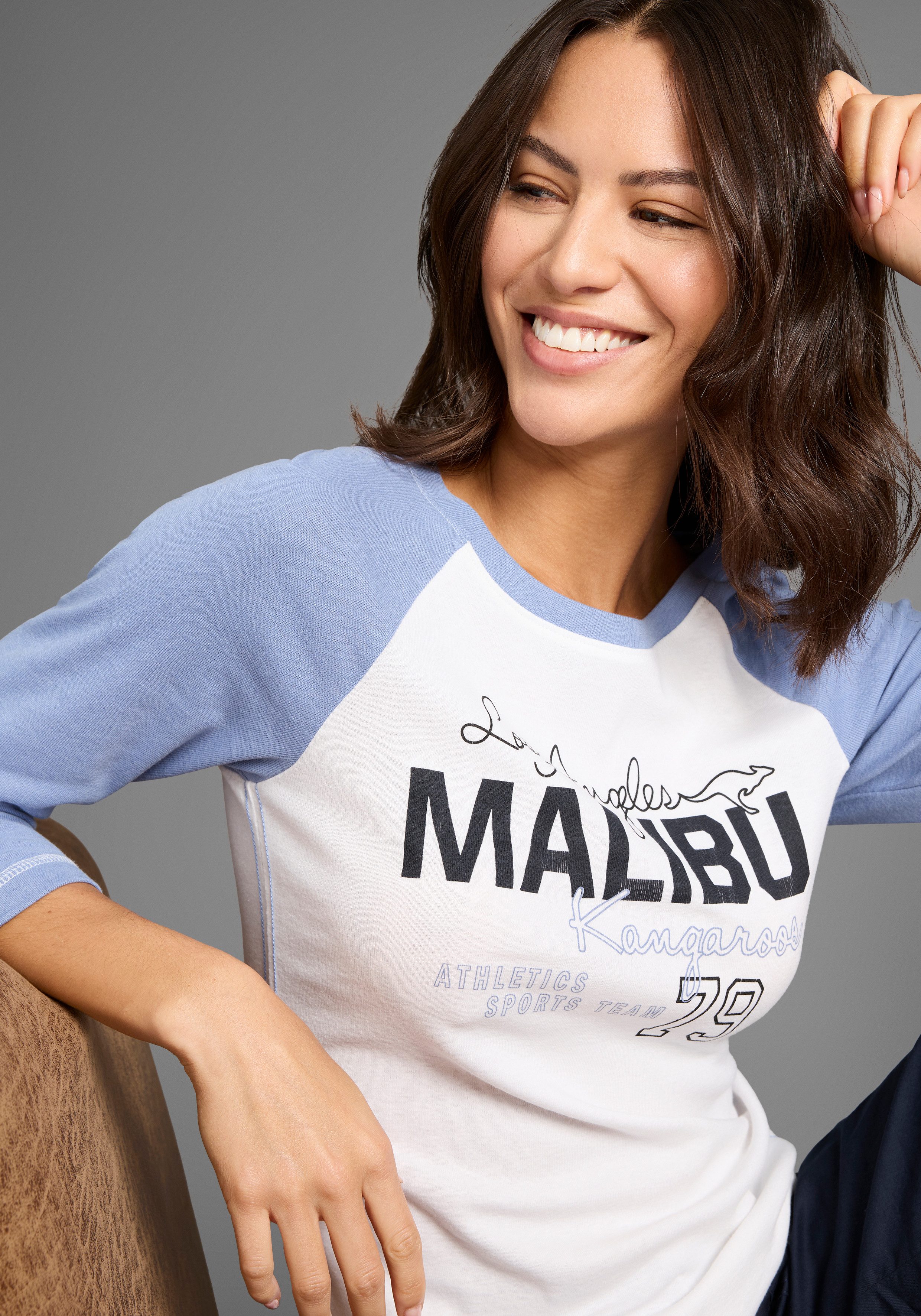 KangaROOS 3/4-Arm-Shirt College-Shirt mit Frontdruck günstig online kaufen