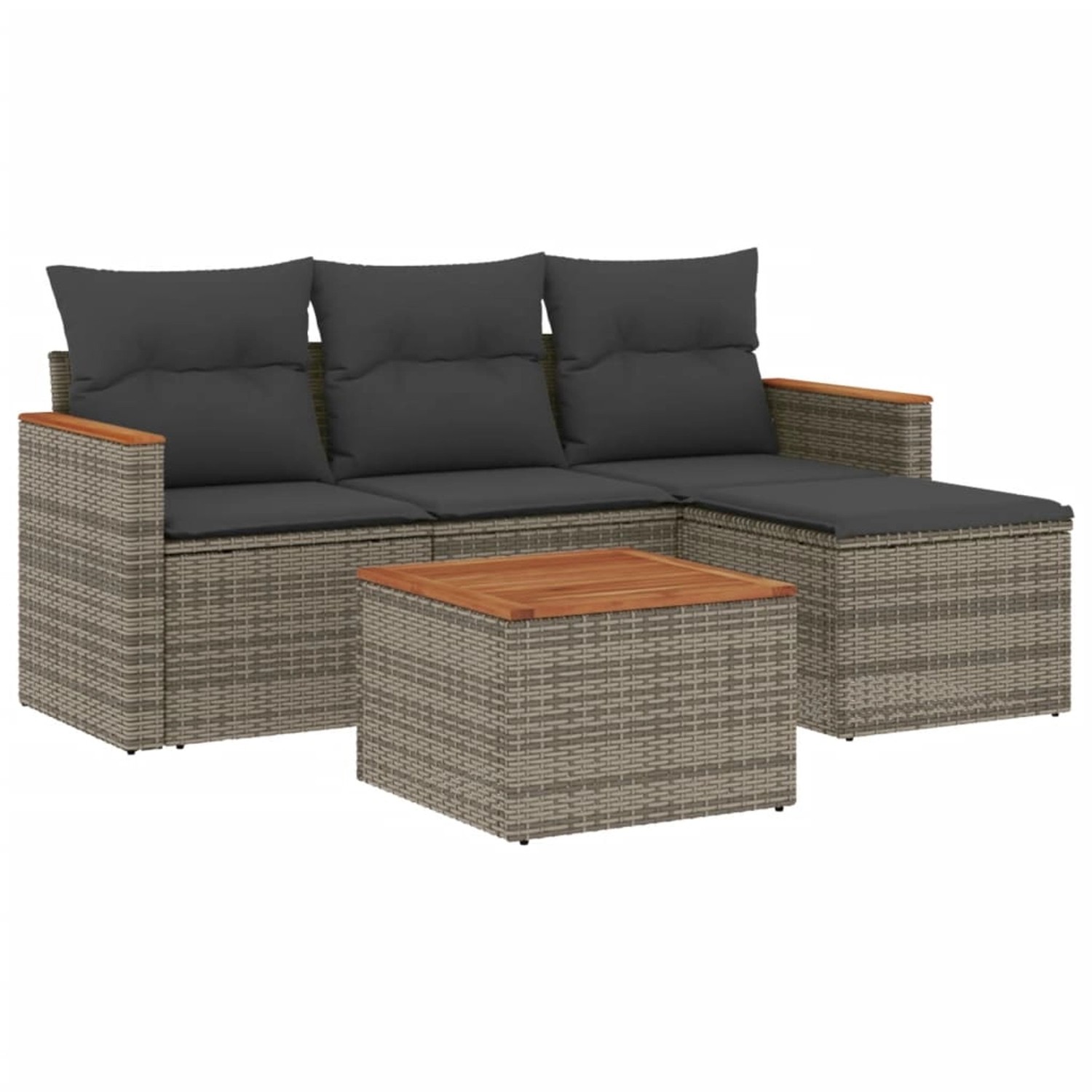 vidaXL 5-Tlg Garten-Sofagarnitur mit Kissen Grau Poly Rattan 3258315 günstig online kaufen