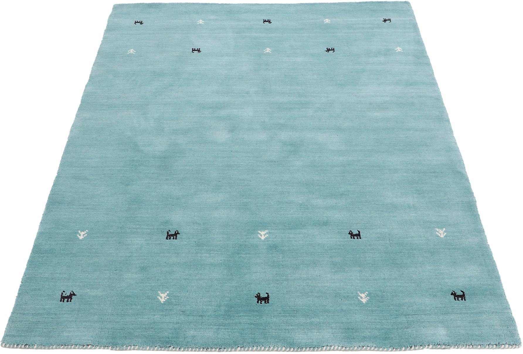 carpetfine Wollteppich »Gabbeh Uni, auch als Läufer und Rund erhältlich«, r günstig online kaufen